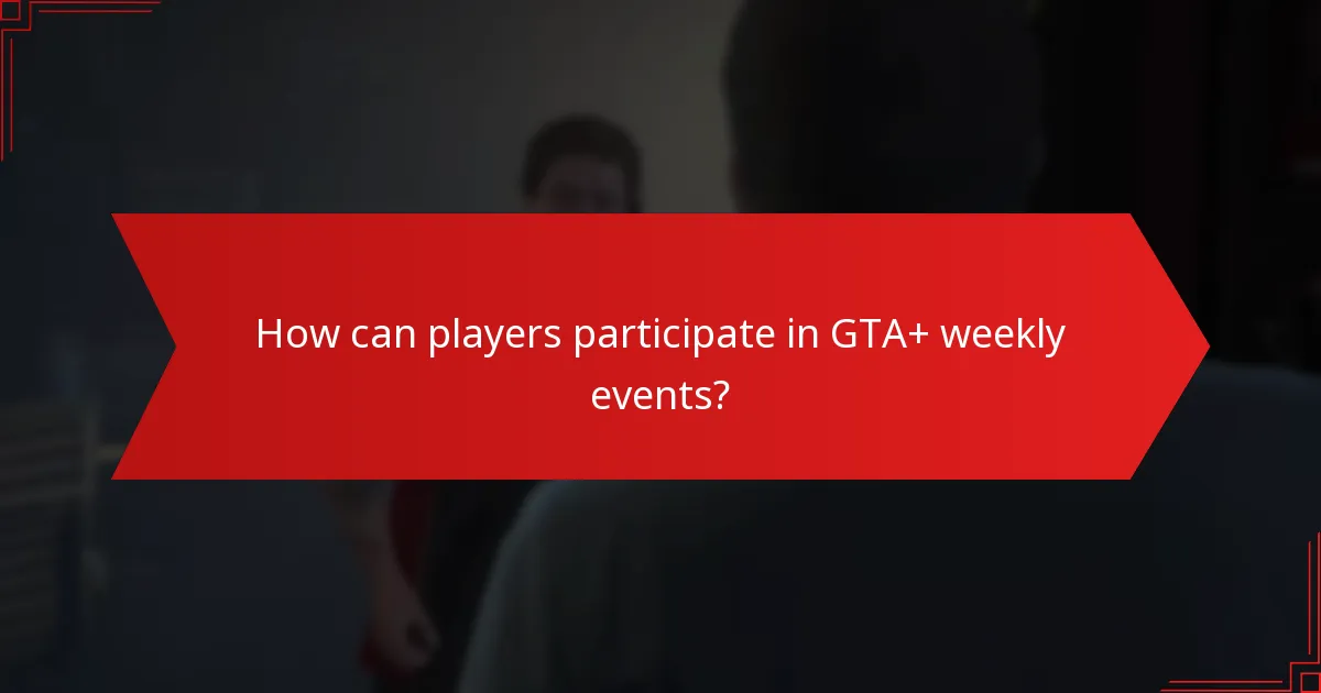 How can players participate in GTA+ weekly events?