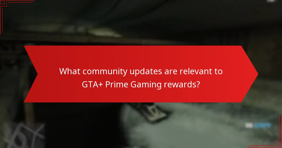 What community updates are relevant to GTA+ Prime Gaming rewards?